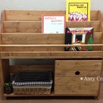 アンティーク風絵本棚（面出し3段+棚1段/引出し付）幅90cm  LO/LO 完成品