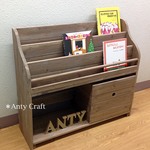 アンティーク風絵本棚（面出し3段+棚1段/引出し付）幅90cm  UN/UN 完成品