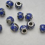 ビーズクラブ メタルビーズ ロンデル カラー星 青 銀 10.5mm 10個セット[4582434311175]