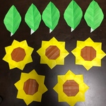 折り紙作品🌻ひまわり（葉っぱ付き）５個セット
