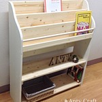 アンティーク風絵本棚（面出し3段+棚2段）幅87cm  N/W 完成品