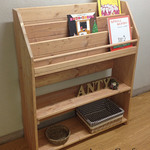 アンティーク風絵本棚（面出し3段+棚2段）幅90cm 側面直線  LO/LO 完成品