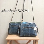 ワイヤーポシェット　デニムポケット　グリーン系　デニムリメイク　322