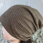 難有 難隠し 31*54 大島紬  十の字 縞格子? キャップ 室内帽子 Hand-made Kimono Cap