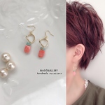 ☆コーラルピンク×グリーン☆charmingピアス／イヤリング☆