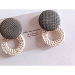 khaki cabochon × rattan ring