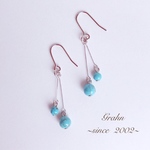 天然石ターコイズの揺れるピアス