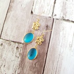 vintage★チェコガラスとお花のイヤリング＆ピアス