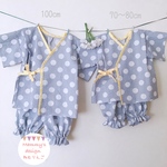 【２点のみ再販】サラサラさっぱり 子ども甚平（グレードット柄）80-90cm 100cm