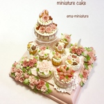 ドールハウス・ミニチュア・Milky pink cake set
