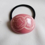 ヘアゴム　練り上げピンクバラ