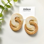 𓐍チェーン ×ブラウンラタン𓐍ピアス/イヤリング   大ぶり　インポート　流行　オシャレ　春　夏