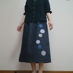 デニムスカート流れるブクブクあめ玉ゆったり楽にウエストゴム