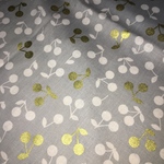 リトルチェリー さくらんぼ柄 ゴールドラメ入り  ×  グレー