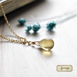 14kgf＊宝石質ビアクォーツ＊プレーンドロップ＊ネックレス