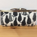 【2y様受注分】黒猫柄のがま口長財布