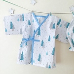 夏にぴったり サラサラさっぱり 子ども甚平 80〜130cm（北欧パインツリー）