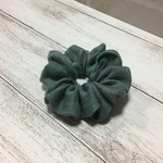 （子供用）リネンで作ったシュシュ（ディープグリーン）