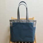 （受注生産）「ボックストート」 大サイズ 「グレー×ミネラルブルー」帆布トートバッグ  倉敷帆布8号
