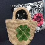 〈受注品〉四つ葉のクロ―バ―の編み込み麻バッグ