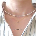 再販2)2ｍｍ/3mmベビーパールネックレス＆ラインストーンの極細チェーンネックレスセット 　結婚式・入学式・卒業式・フォーマル　