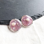 ヴィンテージ風かすみ草ピアス(シルバー×くすみピンク)