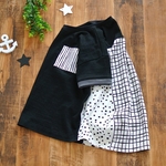 【120～150】バタックTシャツ　ブラック×モノクロスケッチ【受注制作】