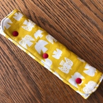 水筒肩ひもカバー　鳥　 バード   マスタード×格子柄 北欧