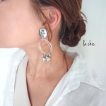 クリア フープ シルバー ビーズ ピアス イヤリング