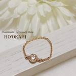 ジルコニア使用 クリスタル×チェーン リング【1号～30号まで対応】