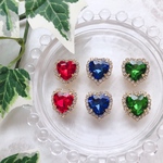 ハートビジューのひとつぶピアス/イヤリング