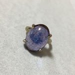 チェコガラスのカボション真鍮リング●深海