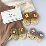 <完売カラー再入荷！！>アースカラーフラワーとラタンのピアス☆イヤリング