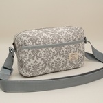 最終出品  YUWA　グレー色　 ダマスク柄プリント生地　シンプルショルダーバッグ♪　Fm2 Lab.