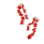 jarajara coral  ゴールド レッド 赤 珊瑚 天然素材 ロング 金属アレルギー対応 変形　初夏