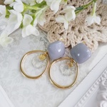 再販♡レトログレーとクリアフラワーイヤリング
