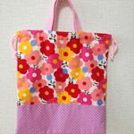 送料無料！体操袋(お着替え袋)パンダ　花