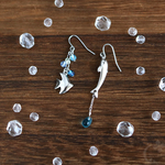 イルカと熱帯魚のアシンメトリーピアス/p1117