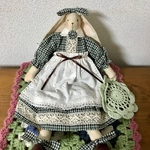 耳長うさぎ（グリーンチェック）モチーフ付き