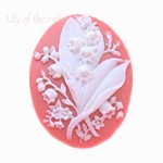すずらんのカメオ　ローズピンク２個セット　40×30mm