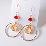 18金 スワロフスキー新色クリスタルピーチ.デイライトワカデザインピアス