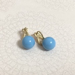 【summer】まんまるターコイズの一粒イヤリング