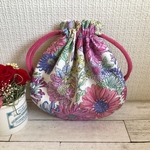 再販☆まん丸ミニ巾着（花柄、メモワールパリス）ピンク