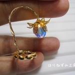 LED組込・電池式テーブルランプ★ブルー＆パープル・グラデーション★光るミニチュアライト（1/12）卓上ランプ・ビーズランプシェード・ドールハウス・照明器具