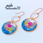 夏  レジン 夏祭り 浴衣 イヤリング 花 レースフラワー ピアス 丸 おお振りオールシーズン 月に咲く花のピアス