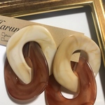 Harun❁﻿ベージュ×ブラウン大ぶりチェーンピアス❁﻿イヤリング
