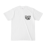 Tシャツ（フェイクポケット・猫と植物・ホワイト）