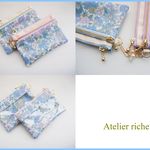Ｌさまご予約品　LIBERTY　Emily　エミリー　ブルー系　◆　ビニコのwファスナー・クリアポケットminiカードポーチ　2点　