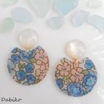 レトロフラワー×シェルの上品夏ピアス/イヤリング♡マリン