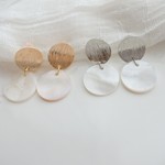 カービングプレート＆天然シェルピアス ゴールド シルバー